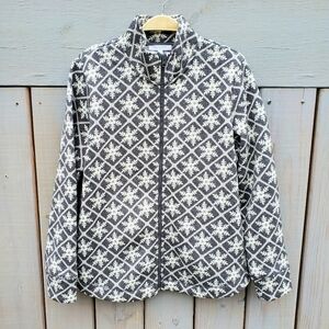 T by Talbots Women's Full Zip Fleece Pullover Sweater Sz M Petite NWOT Snowflake